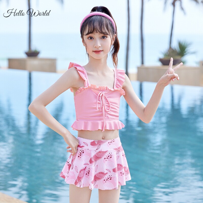 极速夏季2023新款分体泳衣女x款儿童泳装公主风女孩10岁女宝游泳