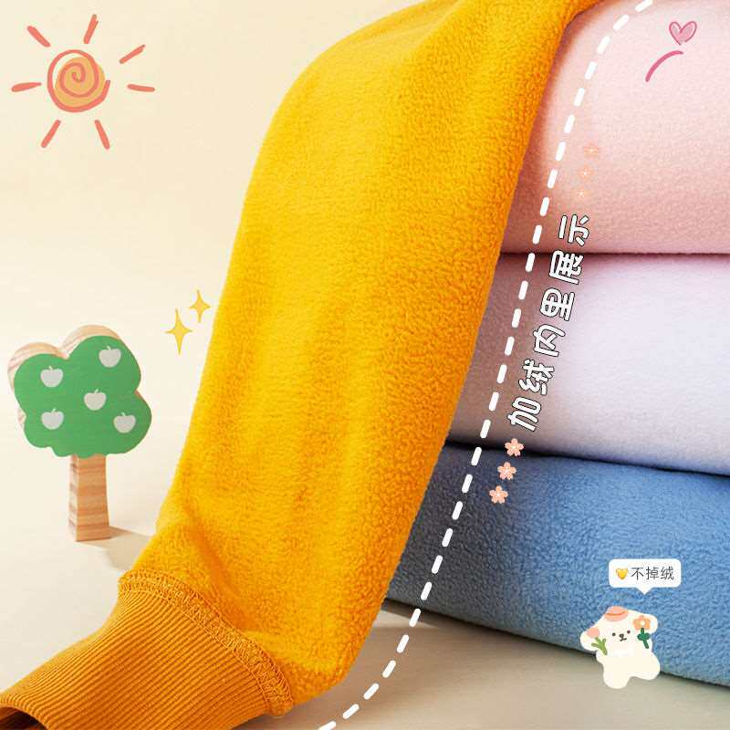 极速女童粉色卫衣韩版日系加绒加厚2021冬季N新款大童学生连帽保