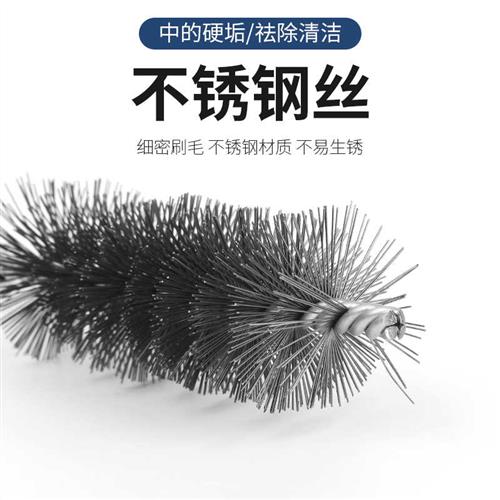 极速管道钢丝刷不锈钢丝电动带杆B去毛刺管道内孔除锈抛光研磨管
