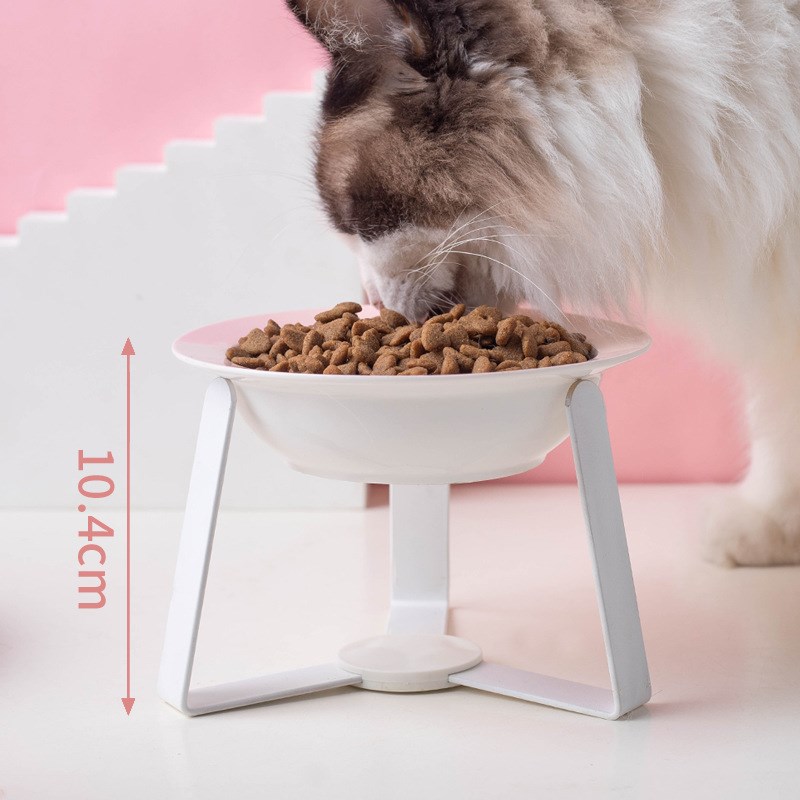 极速猫碗陶瓷高脚宠物碗飞碟猫狗碗不黑下巴猫狗食U盆喝水拆装架