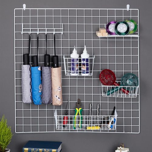 极速网钩网片挂钩墙壁悬挂网格货架F白色铁丝网饰品架超市钩子展