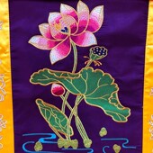 极速福慧佛具g禅修用品佛堂佛龛供桌绣品贡盘香炉粉盅紫色荷花戒