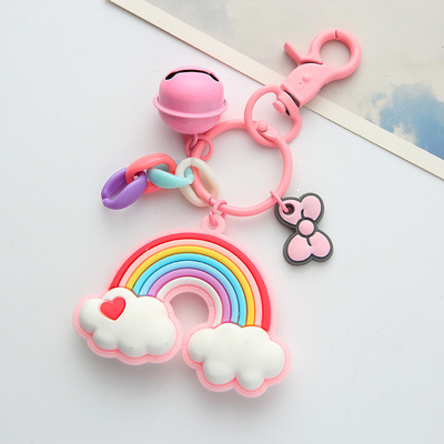 极速Siliconfe Keyring For Women Cute Shell Rainbow Keychain