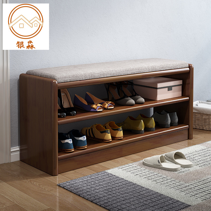 极速换鞋凳家用软k包坐垫门口简约实木鞋架凳入户可坐穿鞋凳进门