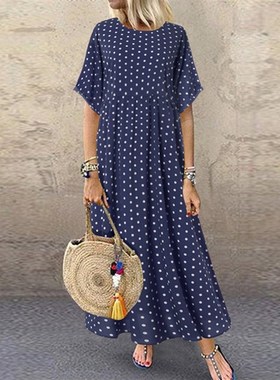 极速ohbo axi  Vintage rint Summer alf Sleee Loose  Casual lu