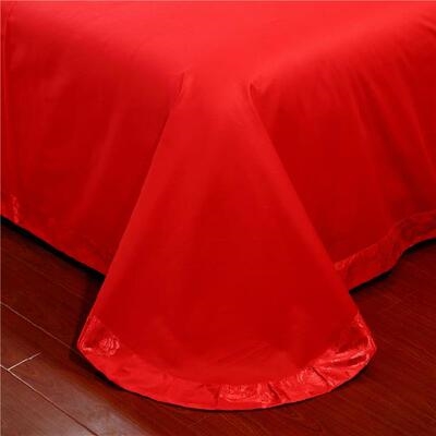 新品1.8m床裙中国风套件v刺绣婚房风格婚庆四件套大红刺绣双人结