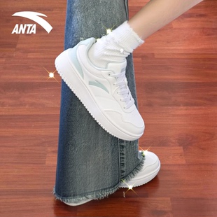 安踏板鞋女2026春季新款厚底运动鞋增高显瘦轻便百搭低帮小白鞋子