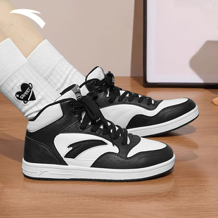 安踏高帮板鞋女鞋春季新款复古百搭舒适运动鞋初中学生软底休闲鞋