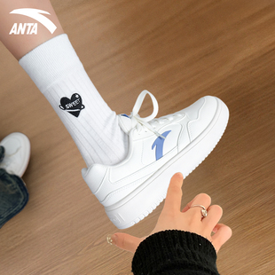 安踏板鞋女鞋2025冬季新款轻程初中学生小白鞋耐磨轻便百搭休闲鞋