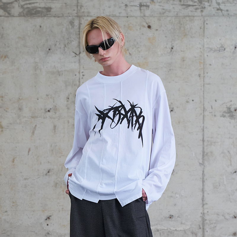 AKTK朋克风不规则解构长袖T恤