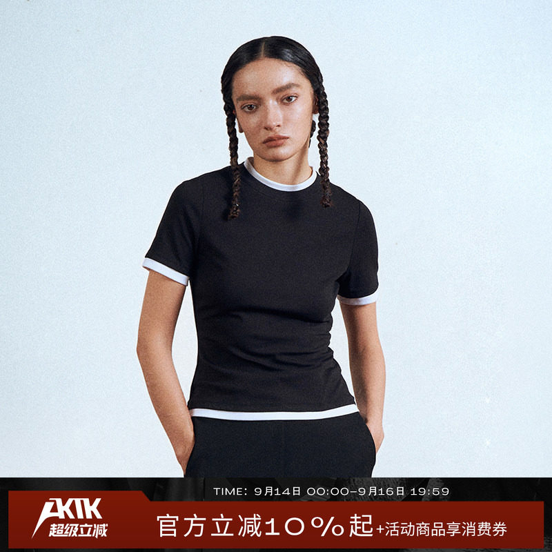 AKTK紧身三角硅胶短袖T恤图片