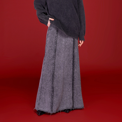 AKTK半裙秋冬新品小众设计做旧炒色烂边个性休闲百搭显瘦卫裙