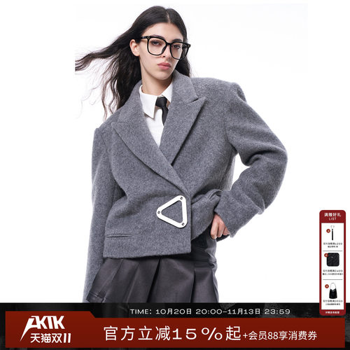AKTK冬季新款 羊毛三角牌毛呢西装