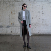 AKTK毛呢外套 大衣外套高级感 金属扣宽肩毛呢西装 2024冬季 新品