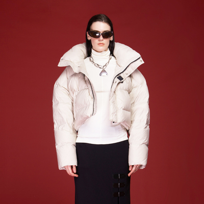 AKTK 巴恩风 羽绒服秋冬小众设计高级时尚廓形白鸭绒短款外套女