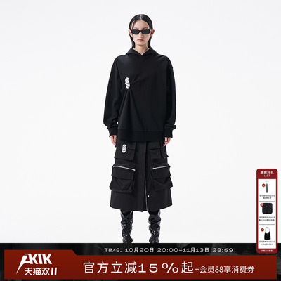 AKTK春夏新款 小众设计 金属扣打褶卫衣
