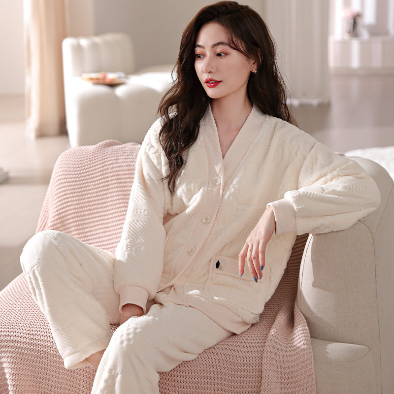 睡衣女士冬季珊瑚绒加厚保暖开衫长袖加大码法兰绒少女睡衣家居服,女士内衣/男士内衣/家居服,睡袍/浴袍,淘宝优惠券,粉丝福利购,淘宝优惠卷