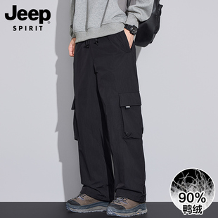 JEEP SPIRIT吉普羽绒裤男款外穿2025新款冬季加厚保暖防寒工装裤