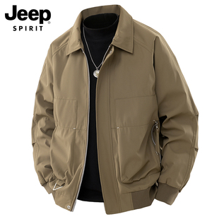 JEEP SPIRIT吉普复古外套男款2025新款翻领百搭防风飞行员夹克男