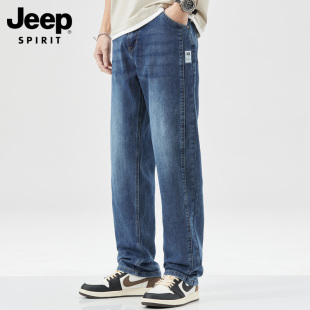 牛仔裤 休闲长裤 男2024新款 宽松直筒弹力男大码 子 男士 JEEP吉普薄款