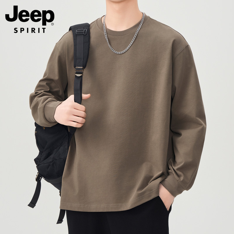 吉普长袖青年T恤纯棉卫衣打底衫
