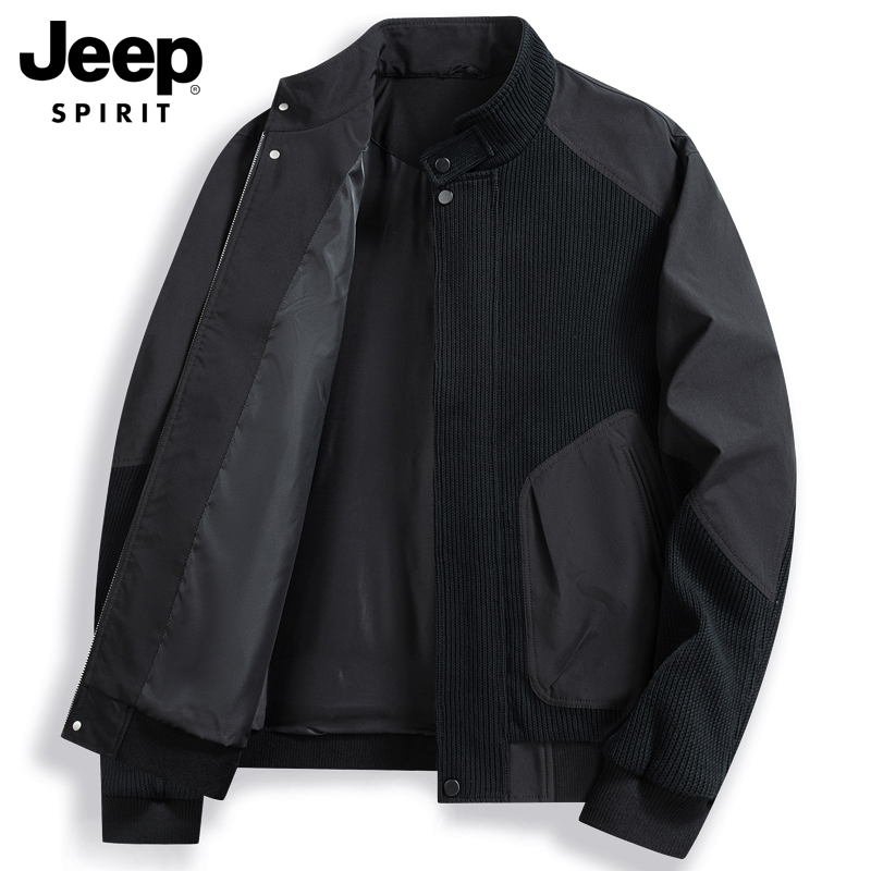 吉普立领春秋季灯芯绒飞行夹克