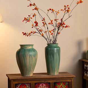 新中式景德镇陶瓷花瓶轻奢高级感油画风民宿装饰花器干花鲜花摆件