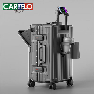 前开盖行李箱男万向轮20英寸飞机登机箱拉杆箱密码旅行箱皮箱子女