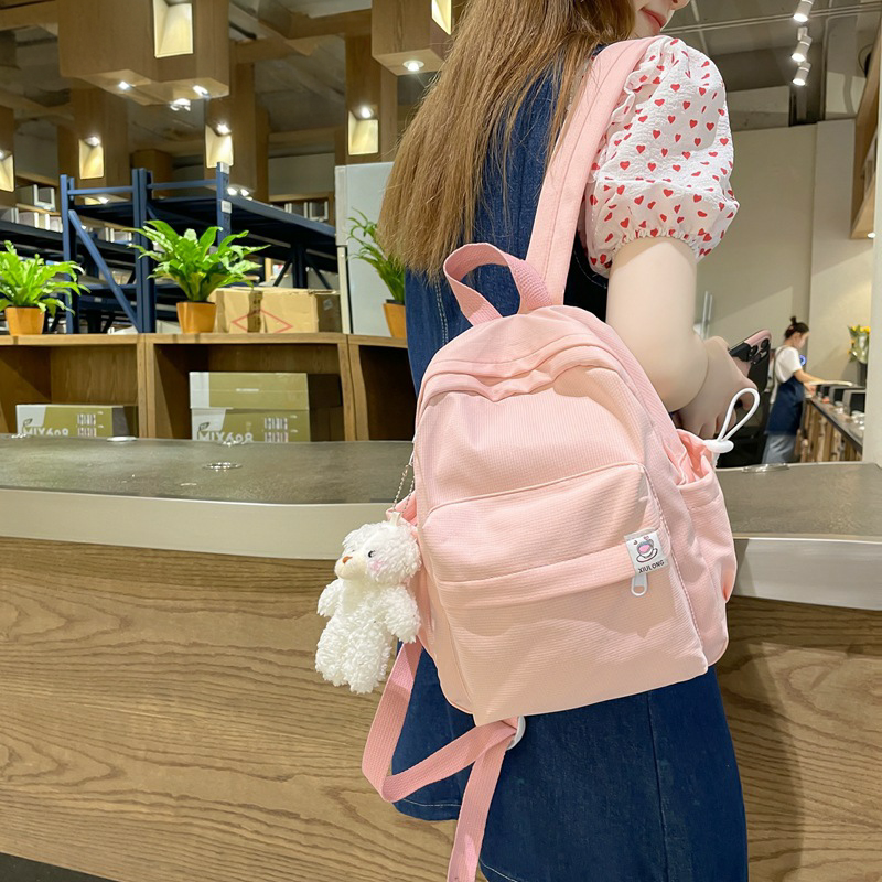 女生帆布小书包日系小清新双肩包韩版迷你糖果色学生旅行背包耐磨