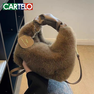 新款高级感毛绒小包包女流行秋冬毛绒斜挎包冬季百搭手提毛毛包包