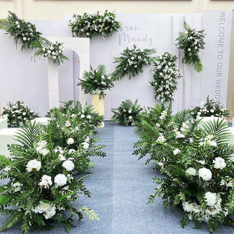 森系仿真花地排花婚庆道具路引花绢花婚礼t台花艺场景舞台布置