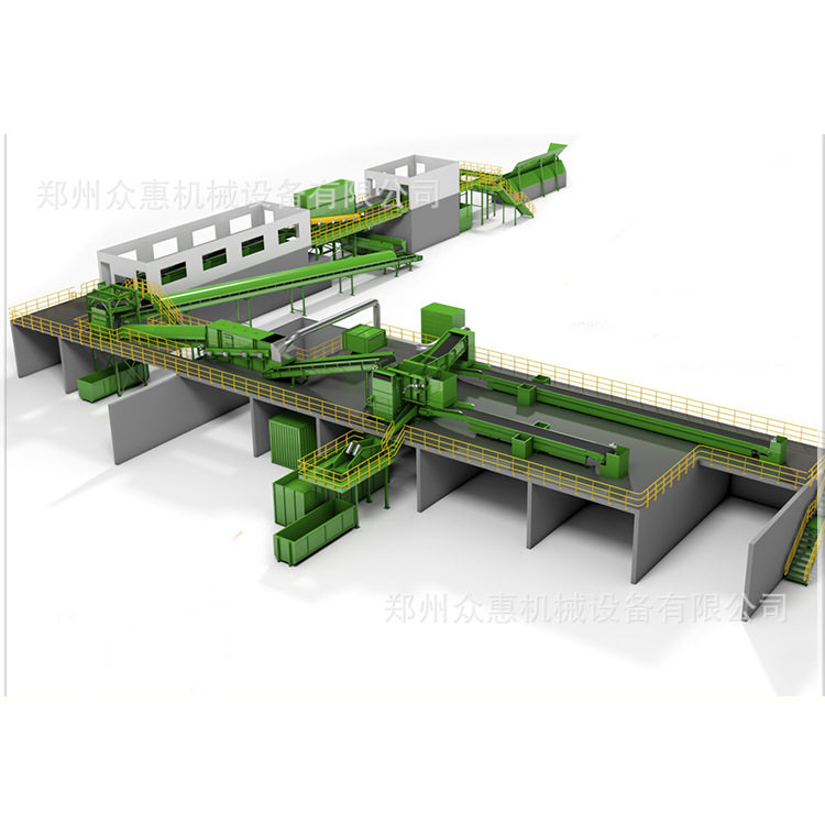 众惠全自动绿色生产线垃圾处理站设备厂家建筑垃圾筛分破碎机器