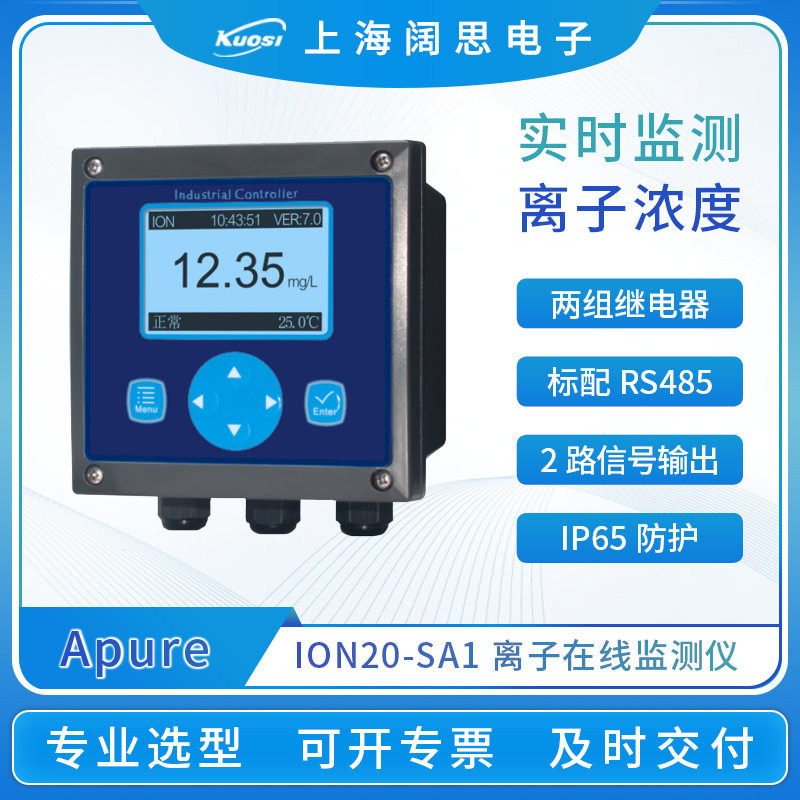Apure离子在线监测仪ION20离子浓度变送器离子浓度计F离子校正液