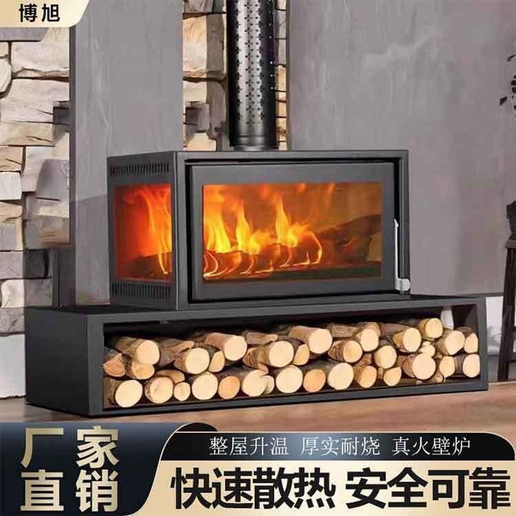 家用取暖炉欧式三面观火壁炉别墅农村自建房易安装燃木柴烧火壁炉
