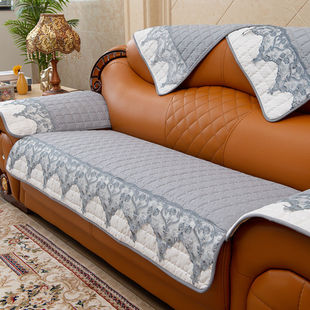 一二三真皮沙发专用坐垫盖布巾 真皮沙发防滑沙发垫子沙发套罩老式