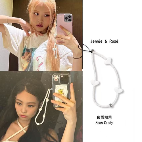 StringT白雪糖果手机链rose同款水晶透明串珠挂绳网红女明星同款