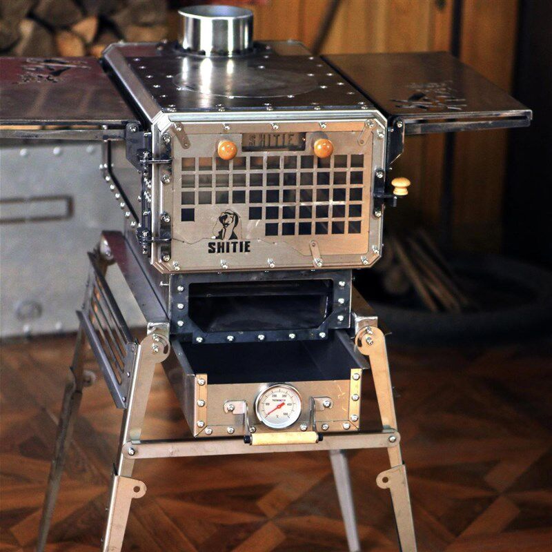 推荐拾铁太空舱柴火炉户外露营帐篷取暖炉颗粒炉带烤箱烧烤炉多功