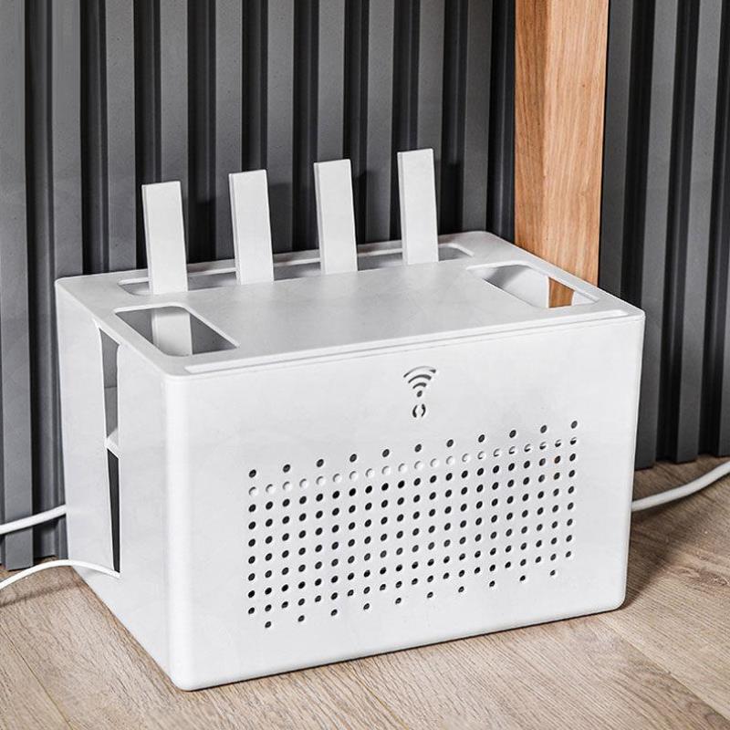 侑家良品路由器收纳盒落地式机顶盒插线板置物架白色