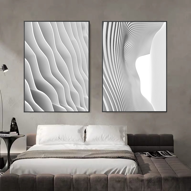 速发黑白艺术建筑装饰画简约艺术抽象挂画客厅书房玄关壁画图片