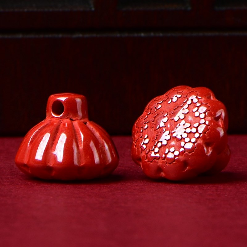 速发朱砂莲花莲蓬底座荷花藕水晶砂红饰品手工散珠子材料串珠