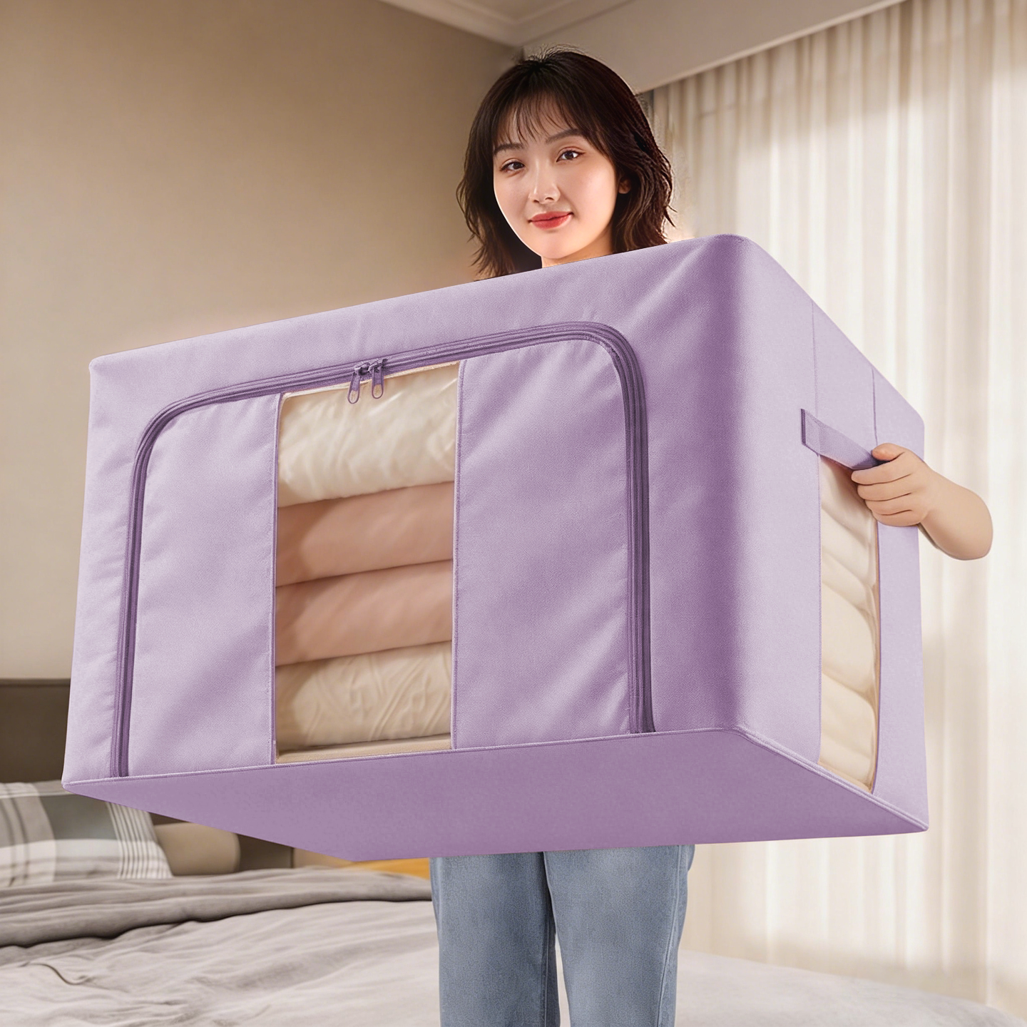 家用大容量布艺收纳箱超大加厚衣柜折叠整理箱被子衣服裤子储物箱