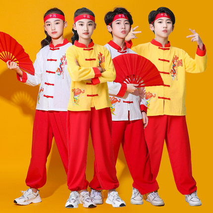儿童武术练功服中小学生运动会男女演出服中国风打鼓舞龙表演服装