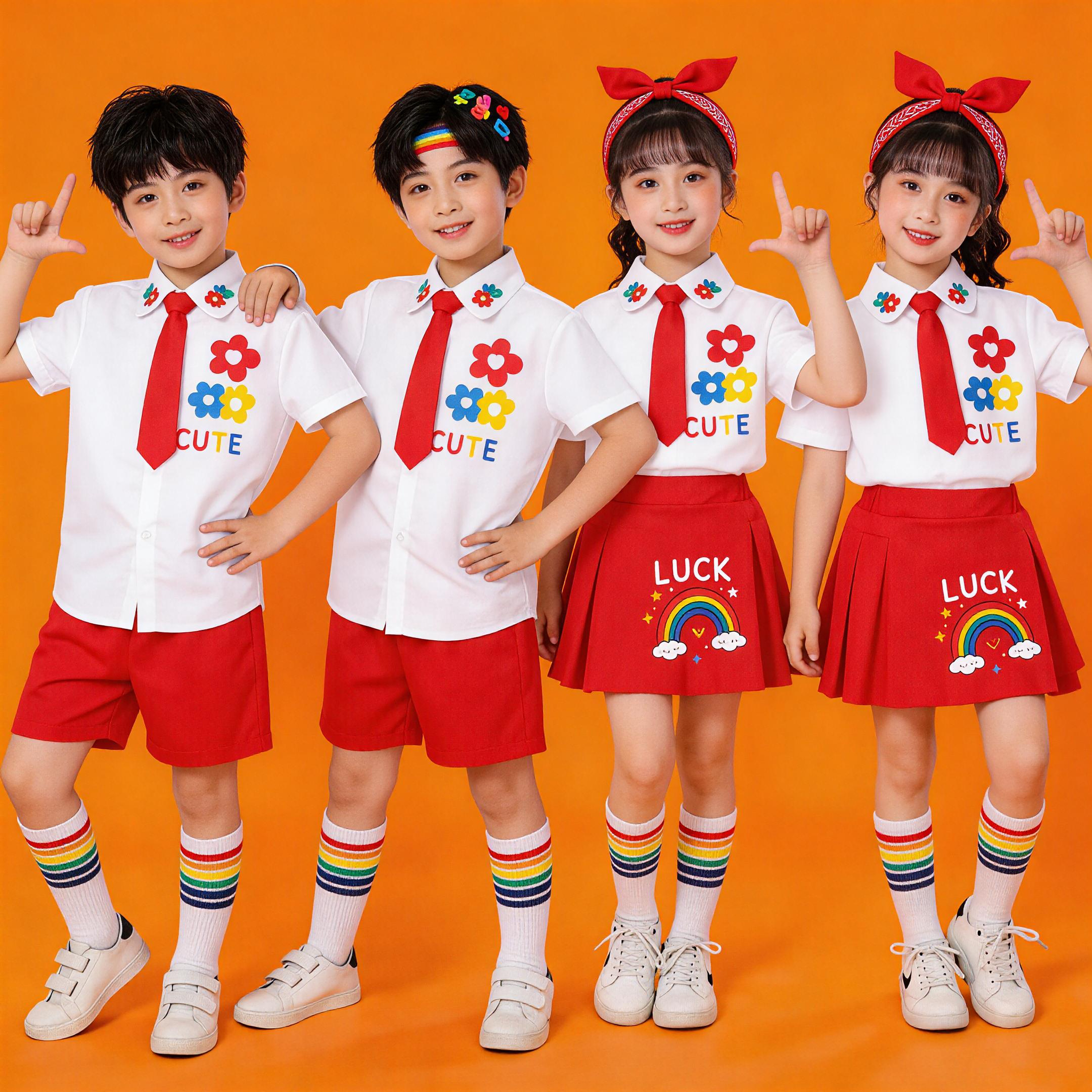 儿童啦啦队演出服小学生运动会幼儿园毕业季舞台合唱表演班服