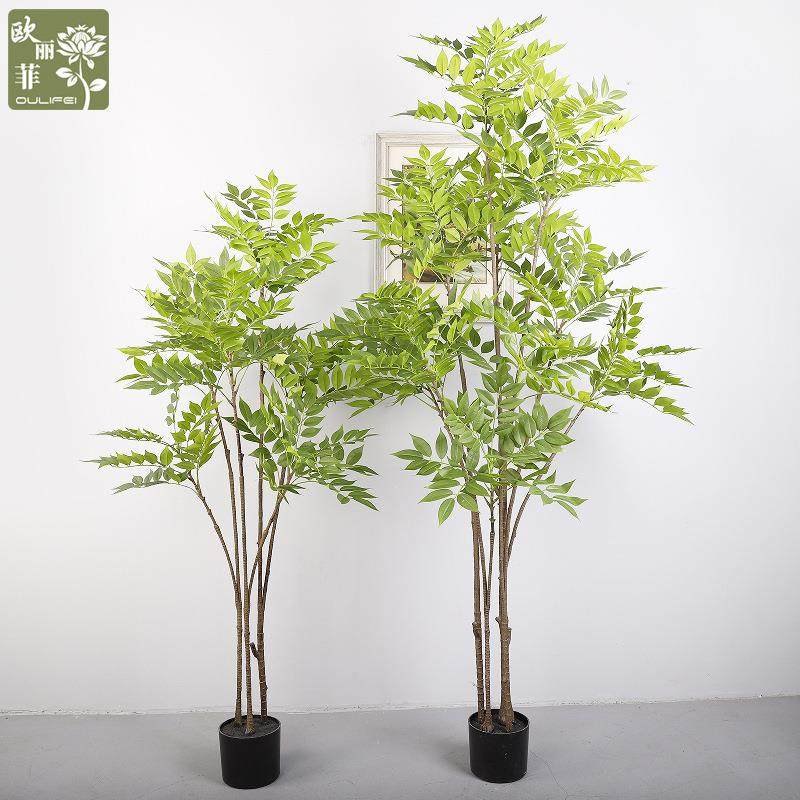 仿真香椿树大型落地装饰绿植盆栽室内家居摆件假树橱窗植物盆景
