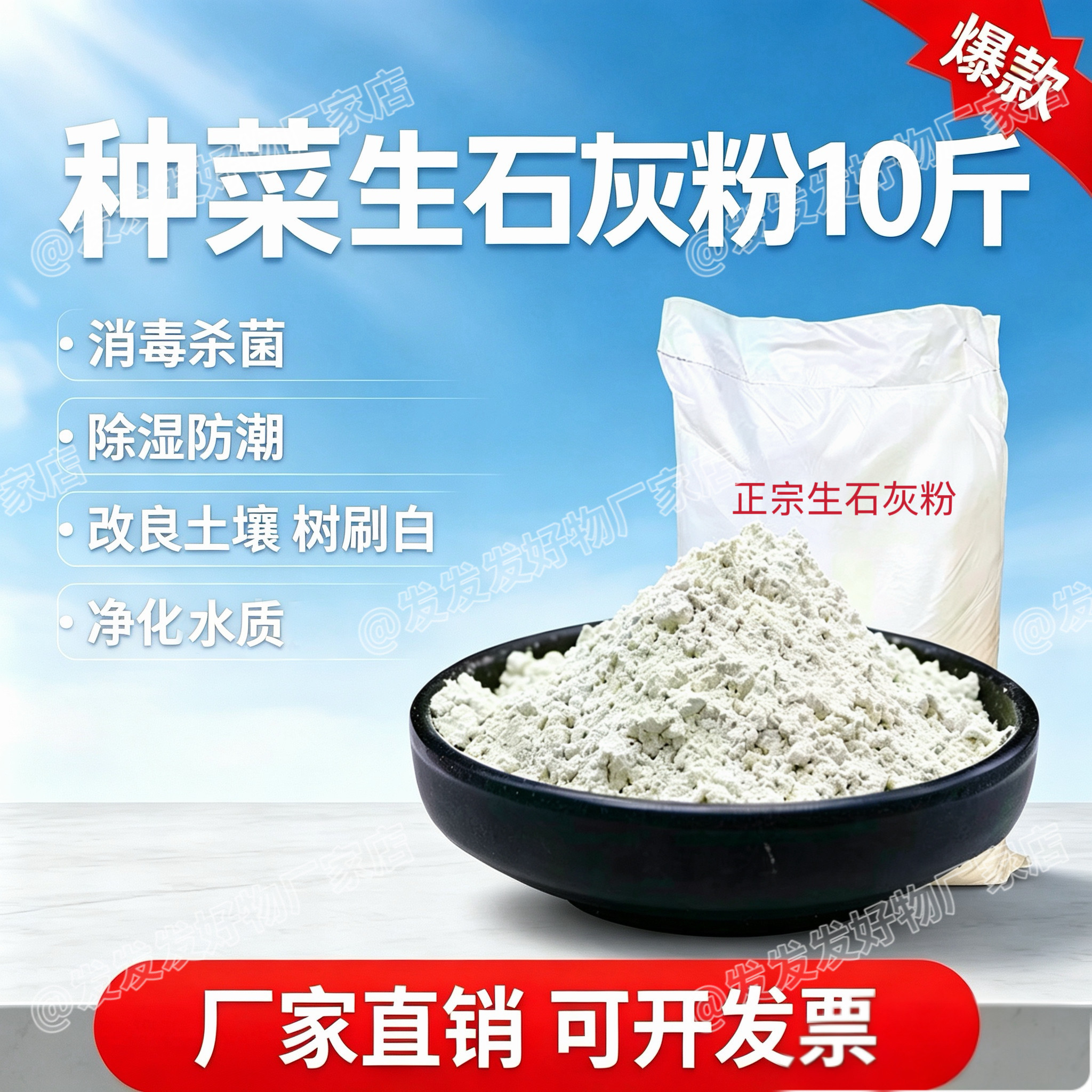 生石灰粉10斤除湿防潮防霉杀菌