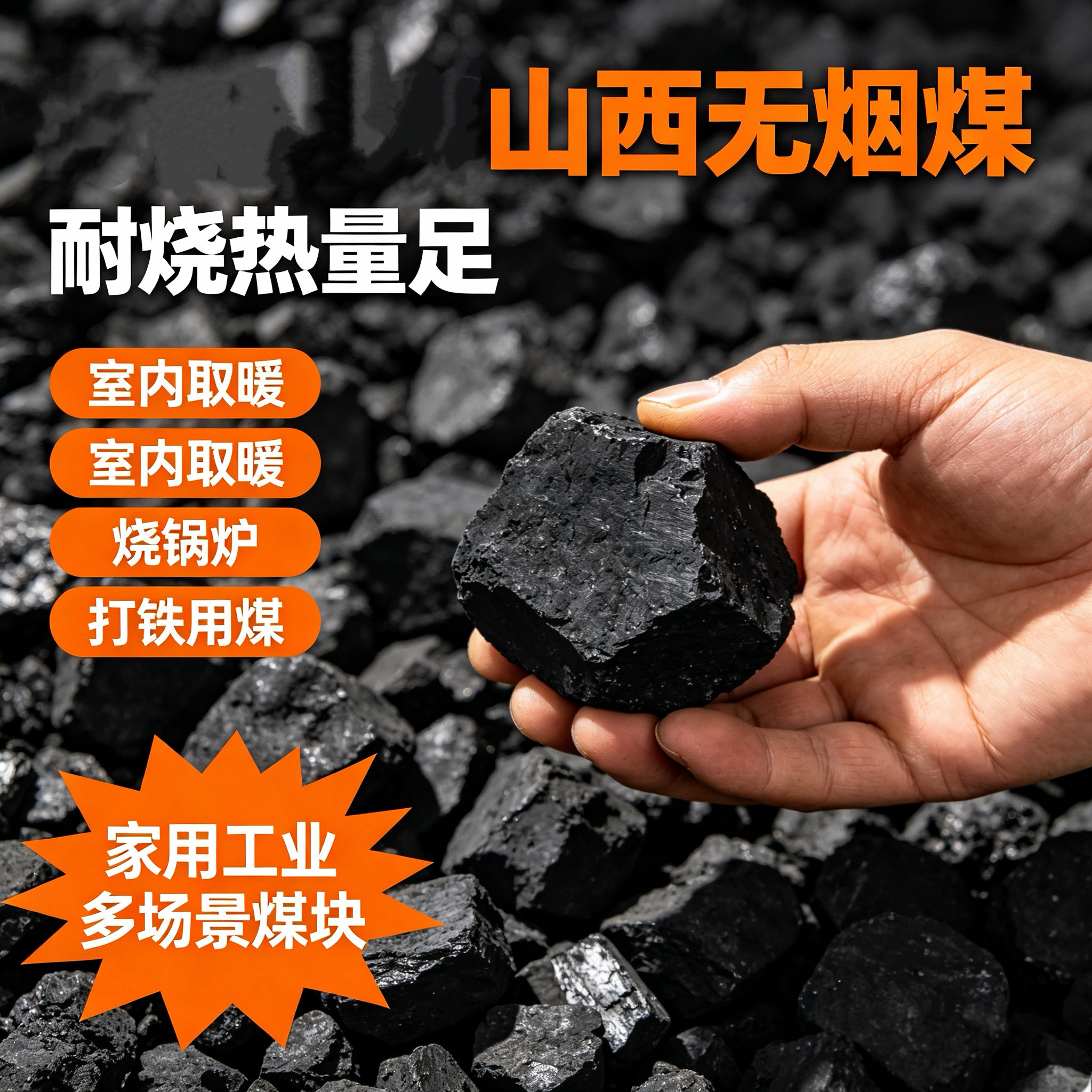 无烟煤家用商用取暖煤块耐烧环保