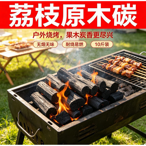 荔枝果木炭无烟速燃烧烤烤火专用