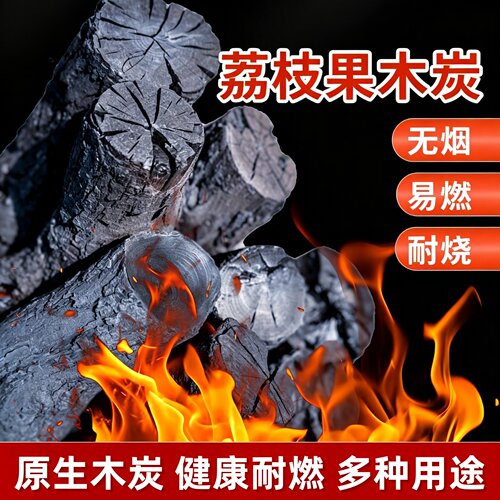 荔枝果木炭无烟速燃烧烤烤火专用