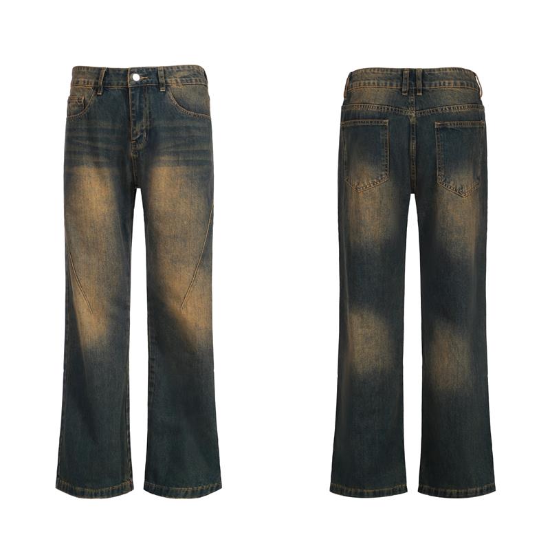 Cleanfit铁锈色微喇叭牛仔裤复古男美式休闲vibe风水洗做旧allfit