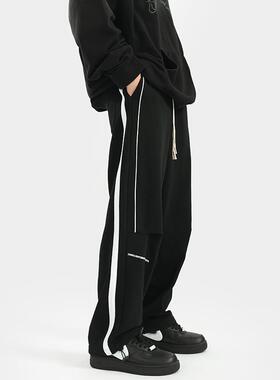 HuiTouLv冬季加绒卫裤男垂感直筒宽松美式潮牌2024年新款休闲长裤